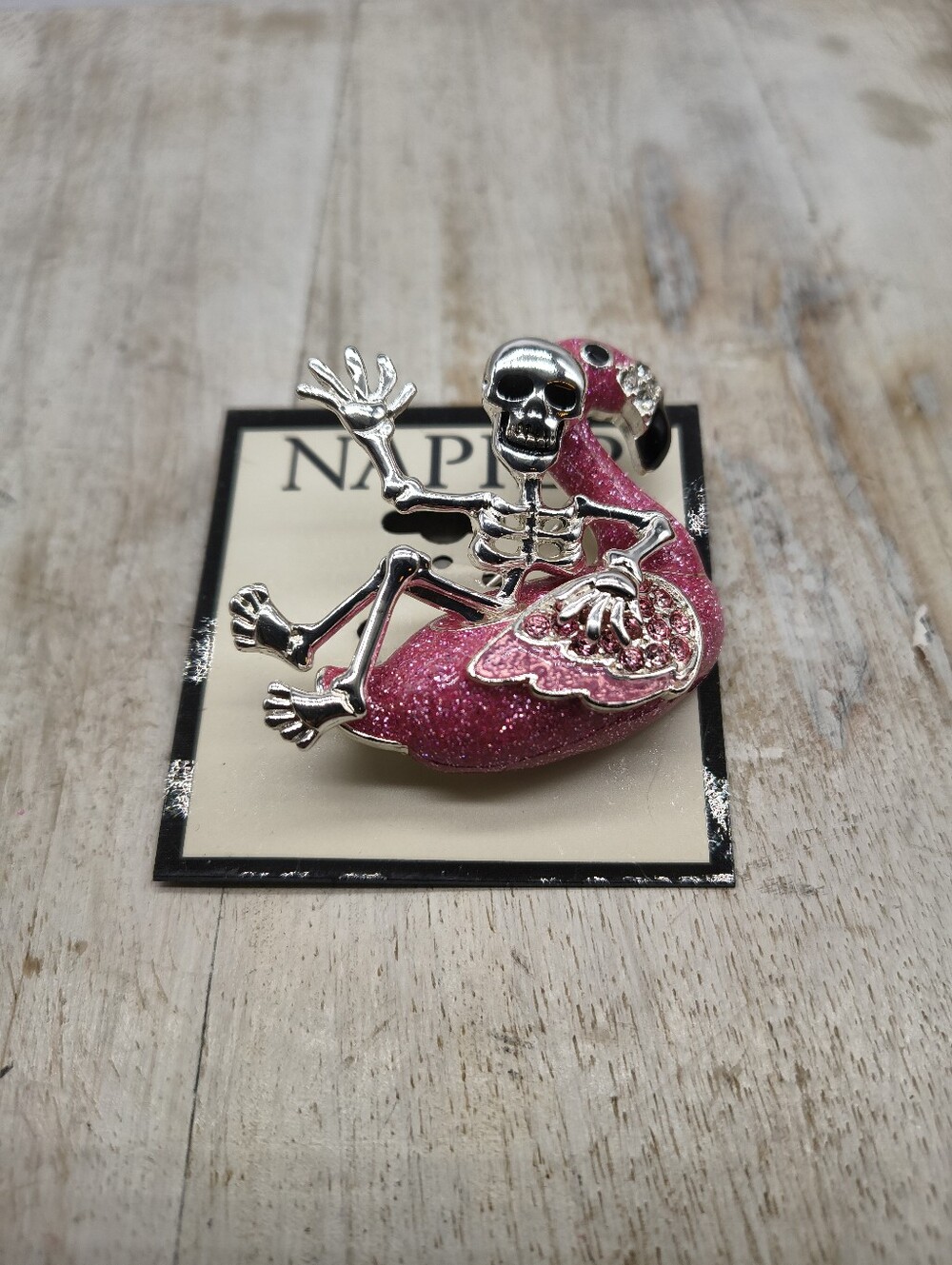 Napier Summerween Skeleton On Flamingo Float Pin